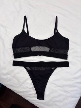 LOUNGE Sheer Mesh Bralette + Thong Set (Small/Small)